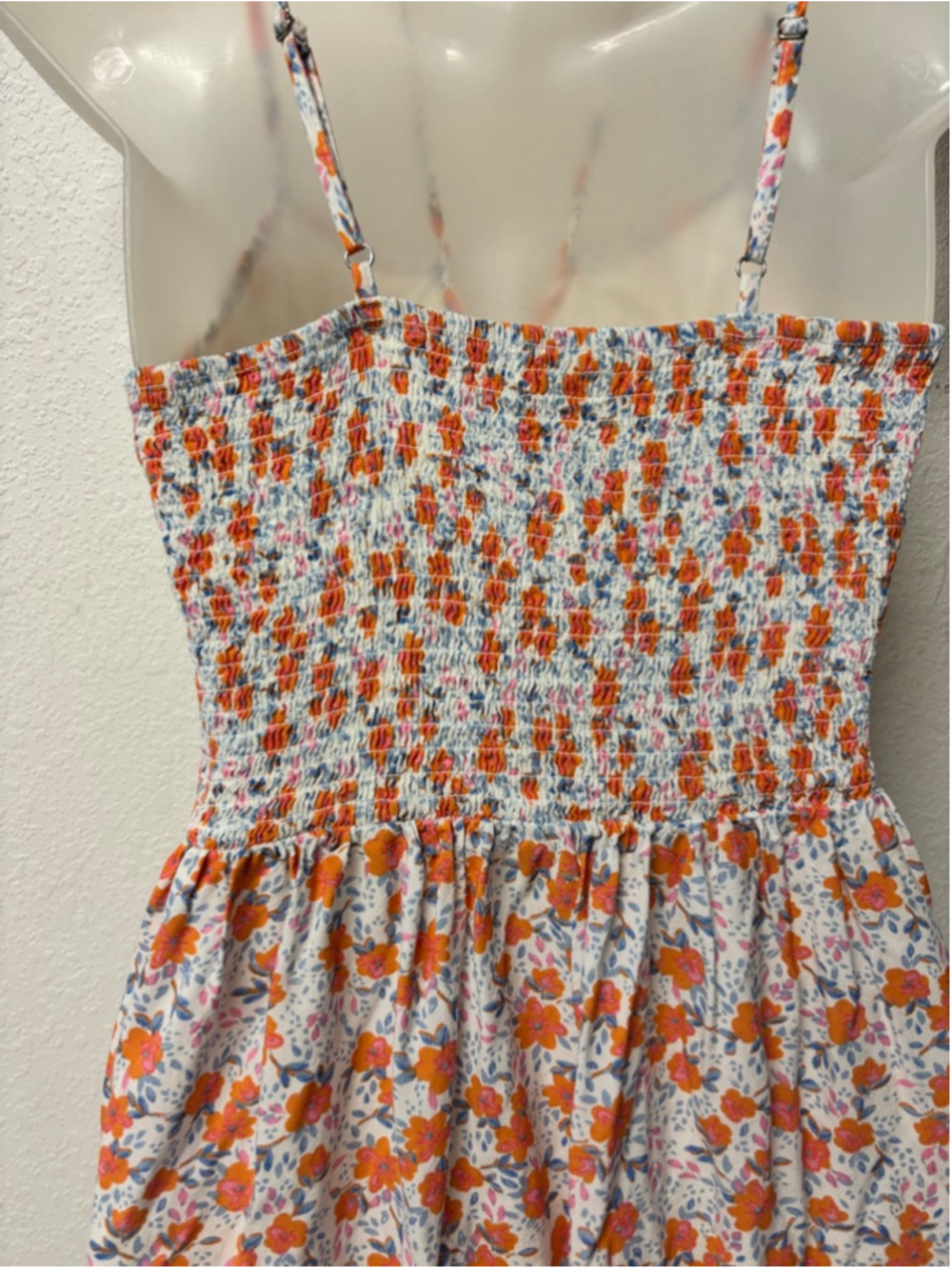 Sun Dress Jopana White Orange Floral High Low Dress Small - Picture 6 of 7